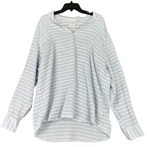 Baird McNatt Murano Linen Hooded Shirt Women XL Resort Coastal Preppy Lagenlook